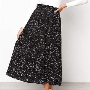 Black and White Polka Dot Midi Skirt